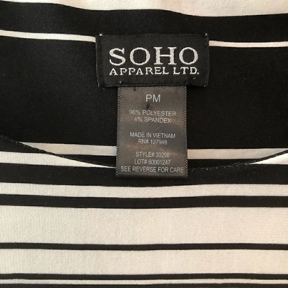 SOHO PM Black & White Striped Career Workwear Shift Dress